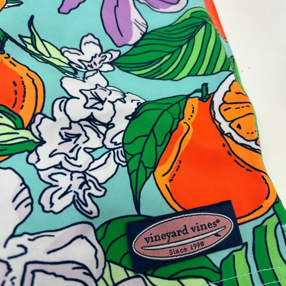 Vineyard Vines Mens Medium Multicolor Oranges Pattern Swimming Trunks